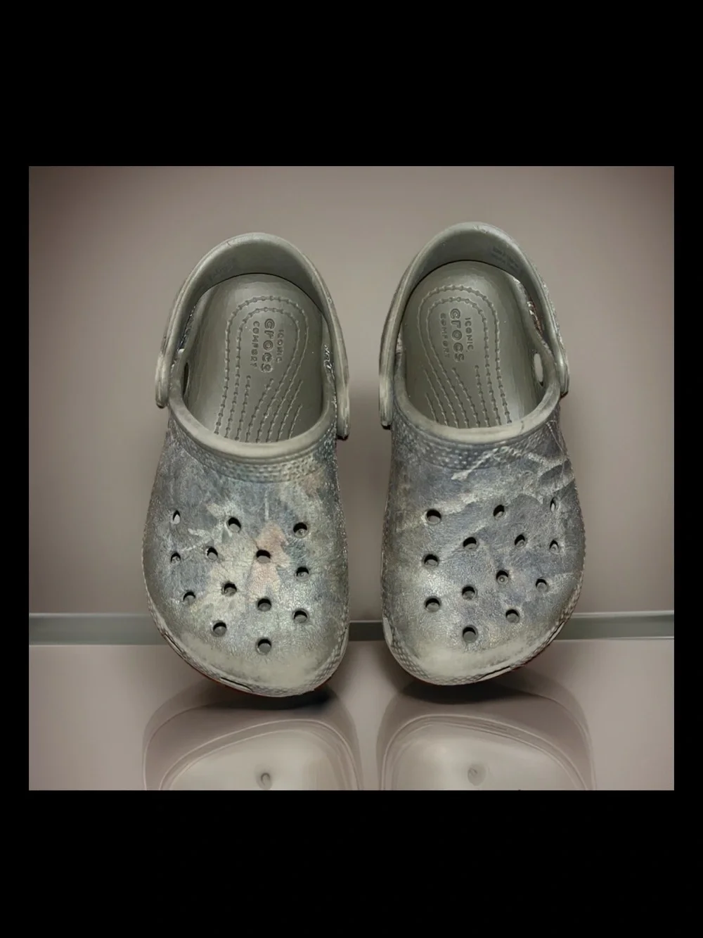 Crocs Camouflage Toddlers Classic Slip On Croc Sandals Shoes Clog in Gray
